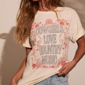 Cowgirls Love Country Music Short Sleeve Graphic Tee